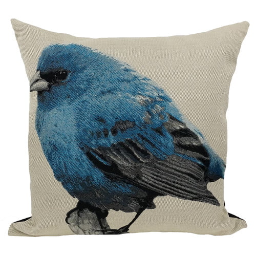 Blue Xia Home Fashions Feather Filled Flower Embroidery Collection Decorative Pillow 18 by 18-Inch 